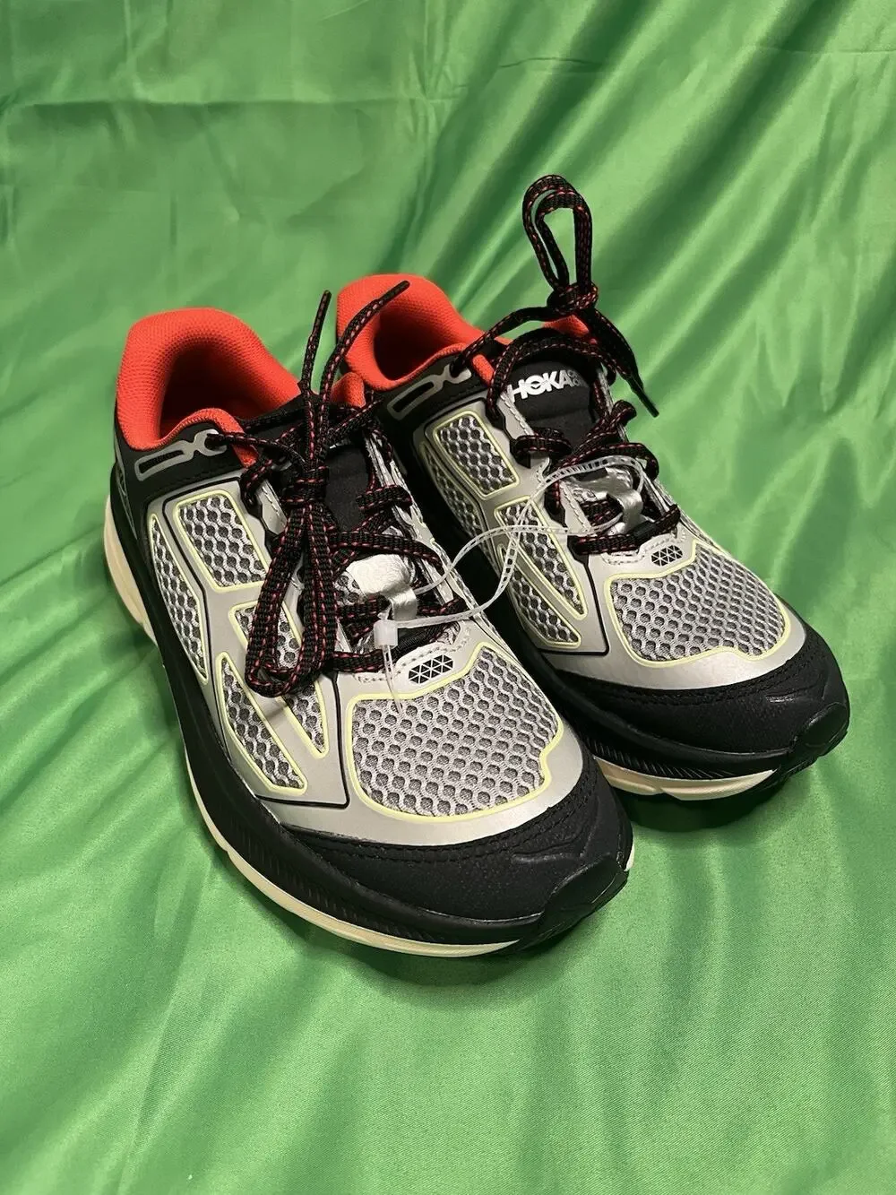 HOKA Clifton One9 Black Red Habanero White Running Size Womens 8 Or Men’s 7